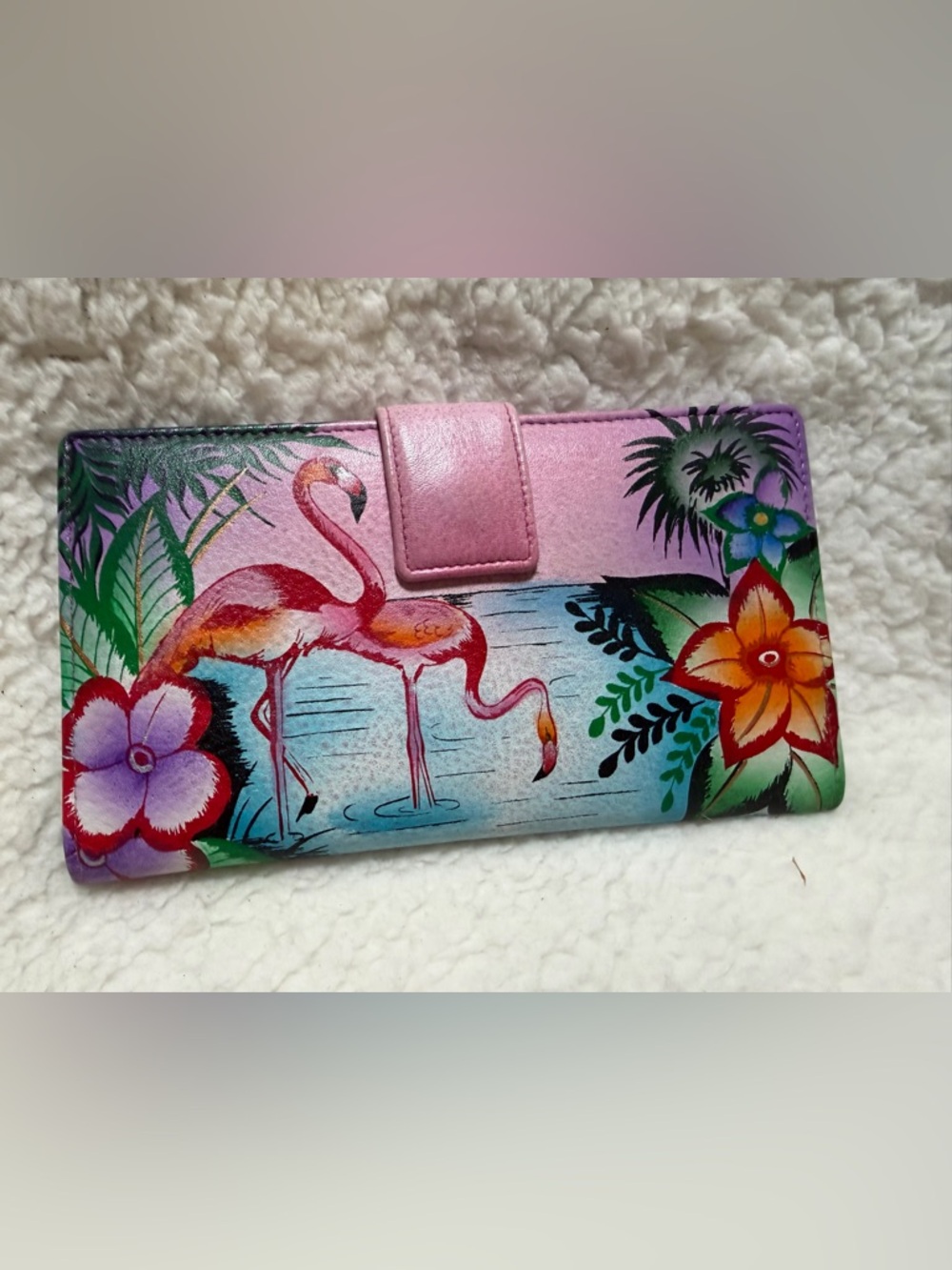 Anna by Anuschka Women's Hand Painted Leather Three Pocket Wallet
